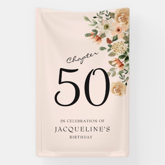 50e  verjaardag Floral Spandoek (Verticaal)