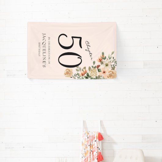 50e  verjaardag Floral Spandoek (Insitu)