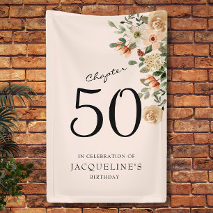 50e verjaardag Floral Spandoek