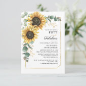 50e verjaardag Floral Sunflower Eucalyptus Party Kaart (Staand voorkant)