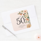 50e  verjaardag Floral Vierkante Sticker (Envelop)