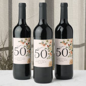 50e  verjaardag Floral Wijn Etiket