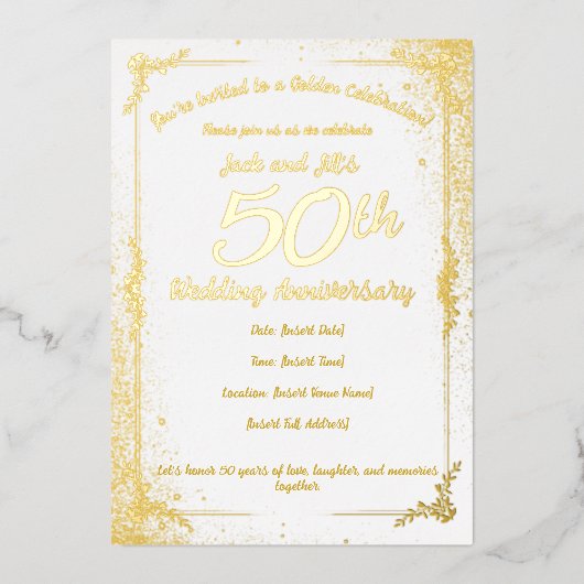 50e verjaardag Folie uitnodiging (Voorkant)