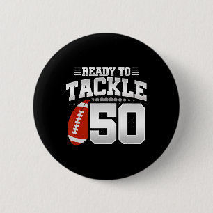 50e Verjaardag - Football Verjaardagsfeest - 50e B Ronde Button 5,7 Cm