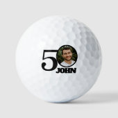50e Verjaardag foto aangepaste korte naam zwart wi Golfballen (Voorkant)