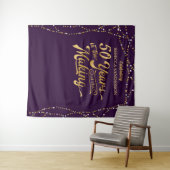 50e Verjaardag Foto Achtergrond Paarse en Goud Wandkleed (In Situ (horizontaal))