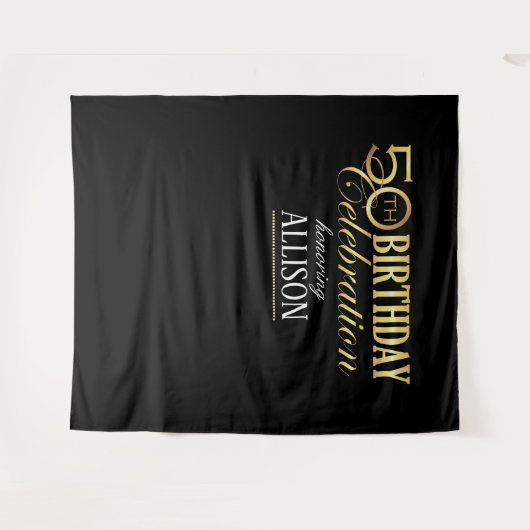 50e verjaardag foto achtergrond wandkleed (Voorkant (horizontaal))