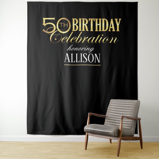 50e verjaardag foto achtergrond wandkleed (In situ)