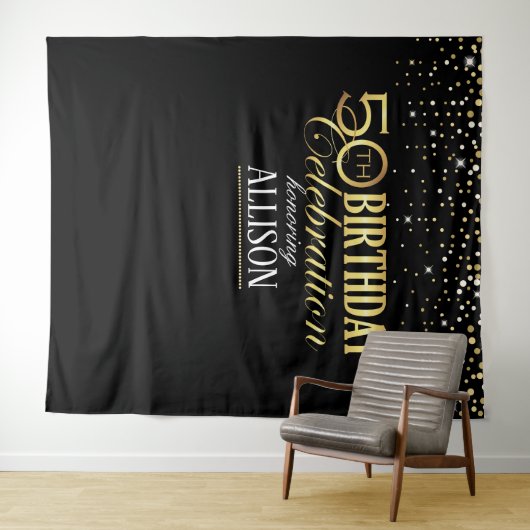 50e verjaardag foto achtergrond wandkleed (In Situ (horizontaal))