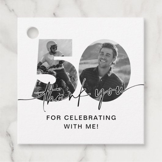 50e verjaardag foto bedankjes labels (Voorkant)