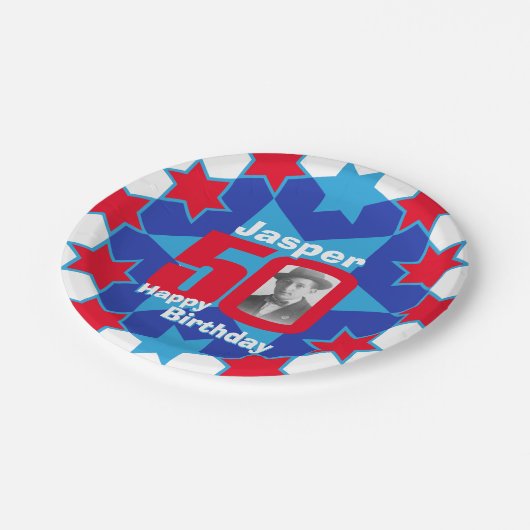 50e verjaardag foto blauwe ster bord (Gekanteld)