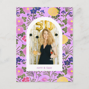 50e verjaardag foto bloem elegant Foto Notitieboek Briefkaart
