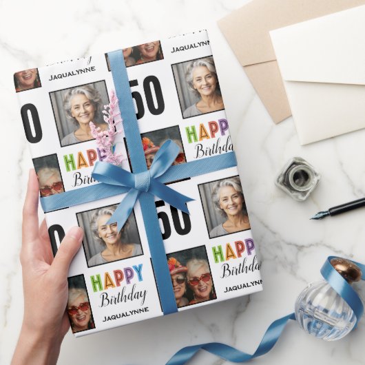 50e verjaardag foto cadeaupapier (Geschenken)