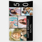 50e verjaardag Foto Collage 5 Afbeelding Zwart wit Spandoek (Verticaal)