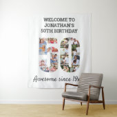 50e verjaardag Foto Collage achtergrond Wandkleed (In situ)