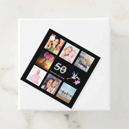 50e verjaardag foto collage bedankt zwart bedankjes labels (In situ)