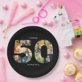 50e verjaardag Foto Collage Black White Papieren Bordje (Feest)