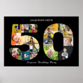 50e verjaardag Foto Collage Black White Poster (Voorkant)