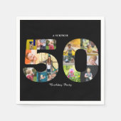 50e verjaardag Foto Collage Black White Servet (Voorkant)