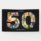 50e verjaardag Foto Collage Black White Spandoek (Horizontaal)