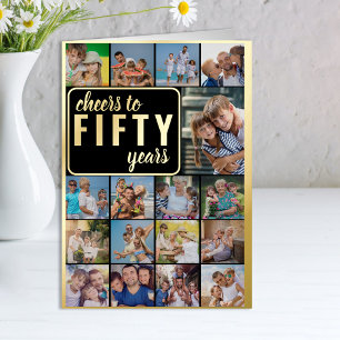 50e verjaardag Foto Collage Cheers tot 50 jaar Folie Wenskaart