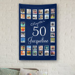 50e verjaardag Foto Collage Hoofdstuk 50 Spandoek<br><div class="desc">Viel een speciale mijlpaal in stijl met deze 50e pagina van de verjaardagfoto collage hoofdstuk 50 banner. Deze wandbanner is perfect voor het weergeven van herinneringen aan het verleden en het cadeau. Foto's, kunst en nog veel meer gebruiken om een doordacht en uniek geschenk te creëer dat nog jarenlang kan...</div>