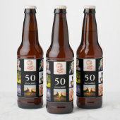 50e verjaardag foto collage man zwarte zwarte bier etiket (Flessen)