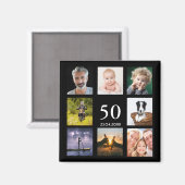 50e verjaardag foto collage man zwarte zwarte magneet (Voorkant / Achterkant)