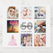 50e verjaardag foto collage proost naam sparkling wijnetiket (Enkel label)