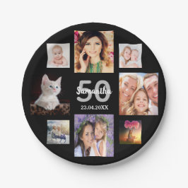 50e verjaardag foto collage vrouw zwart papieren bordje