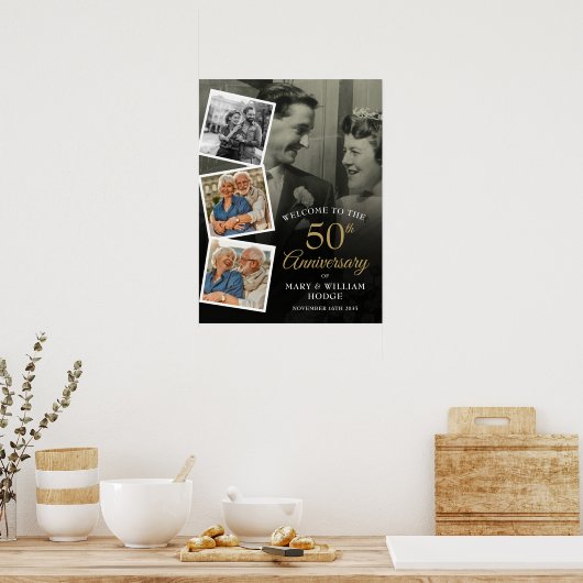 50e verjaardag Foto Collage Welkom Bord Poster (Keuken)
