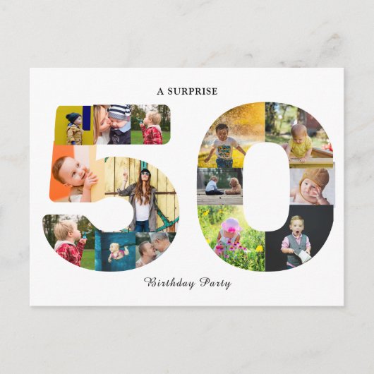 50e verjaardag Foto Collage White Briefkaart (Voorkant)