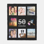 50e verjaardag foto collage zwart fleece deken (Voorkant)