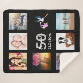 50e verjaardag foto collage zwart sherpa deken (Voorkant (horizontaal))