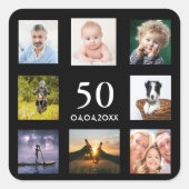 50e verjaardag foto collage zwarte man mannen vierkante sticker (Voorkant)