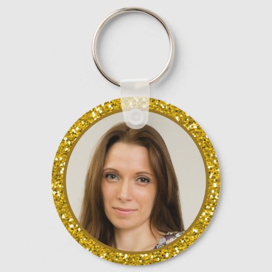 50e verjaardag foto Dank u Favorieten Gouden Glitt Sleutelhanger (Achterkant)