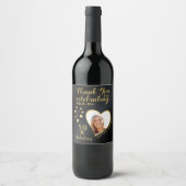 50e verjaardag foto Dank u zwart en goud Wijn Etiket (Voorkant)