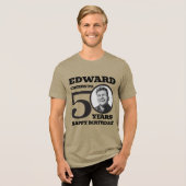 50e verjaardag foto en naam mono tone zwart Tri-Blend shirt (Voorkant volledig)