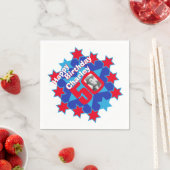 50e verjaardag foto en naam rode ster napkins servetten (Insitu)