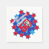 50e verjaardag foto en naam rode ster napkins servetten (Voorkant)