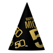 50e verjaardag foto gepersonaliseerd goud zwart feesthoedjes (Links)