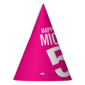 50e verjaardag foto gepersonaliseerd wit heet roze feesthoedjes (Links)