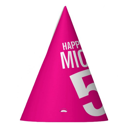 50e verjaardag foto gepersonaliseerd wit heet roze feesthoedjes (Links)