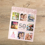 50e verjaardag foto glitter druppelt roos gouden r legpuzzel<br><div class="desc">Een glamoureus en uniek geschenk voor de 50ste verjaardag, dat haar leven viert met een collage van 8 van je foto's. Pas een naam, leeftijd 50 en een datum aan en voeg deze toe. Goud en donker roos goudkleurige letters. Elegant en trendy blush roze achtergrondkleur. Verkleurd met roos goudkleurige faux...</div>