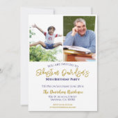 50e verjaardag foto Gold Blue Kaart (Voorkant)