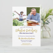 50e verjaardag foto Gold Blue Kaart (Staand voorkant)