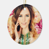 50e verjaardag foto hallo 50 keramisch ornament (Links)