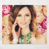 50e verjaardag foto hallo 50 vrouwen sparkling wijnetiket (Enkel label)