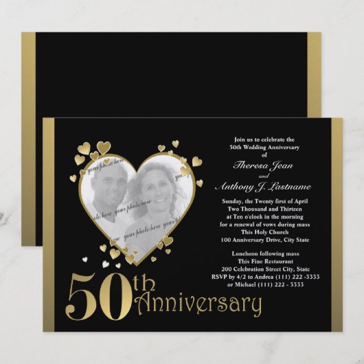 50e verjaardag foto hart kaart (Voorkant / Achterkant)