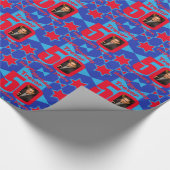 50e Verjaardag foto leuk blauw rood cadeau wrap Cadeaupapier (Hoek)